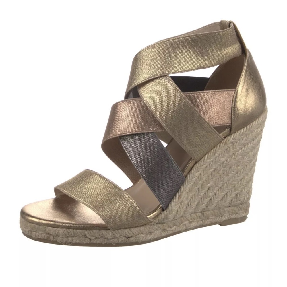 Castaner Constance Espadrille Metallic Gold Wedge Sandal Size 39/8 US $425 Spain